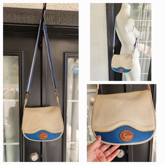 Vintage Dooney & Bourke-All Weather Leather Teton Saddle Bag - Picture 1 of 8